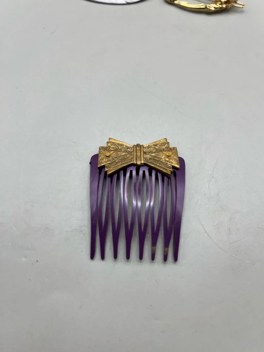 Vintage Ornate Gold-Tone Hair Comb & Barrette Set - Elegant Metal Art for Hair